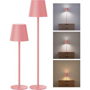 JACKYLED Cordless Table Lamps Rechargeable, 3 Adjustable Height, 5000mAh Battery Operated, 3 Colors Smooth Dimming, Portable LED Waterproof Table Lamp for Dining, Bedroom, Outdoor (2 Pack-Girly Pink)