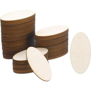 PATIKIL 60x30mm Wood Pieces, 100 Pack Unfinished Oval Wood Shapes Blank Wooden Cutouts Ornaments Natural for Christmas Party Craft Projects