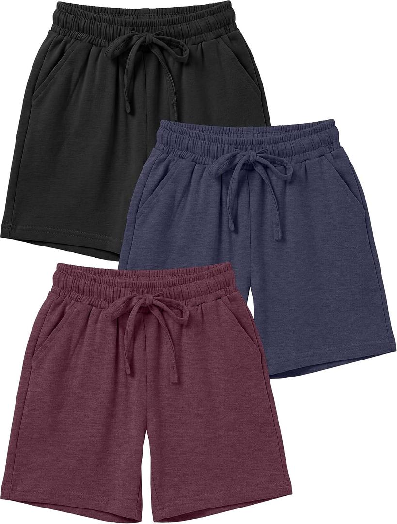 3 Pack Toddler Girls Bermuda Shorts | Long Shorts, School, Uniform, Knee Length, Wide Leg, Elastic Waistband, Drawstring, Summer, Sports, Outings, Size 18M-5T (Gray)