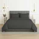CharlottelyHues 3 Piece Duvet Set - 1000 Thread Count 100% Egyptian Cotton Breathable, Soft Duvet Cover Set With Zipper & Corner Ties Quilt Cover Sateen Weave Durable Duvet - Queen/Full (Dark Grey)