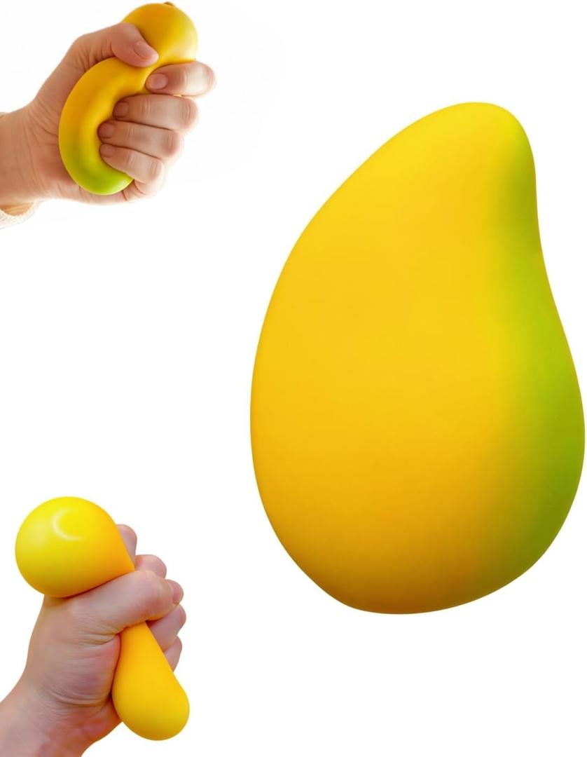 Gold Mango Squishy, Fast Rebound Fidget Stress Relief Realistic Fruit Squeeze Toy, Anxiety Sensory Stress Squishy Hand Toys, Soft Simulation Fruit Stress Relief Balls, Calming Adults Fidget Toys
