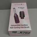 Cordless Curling Iron Brush, 8000mAh, 4 Temp Setting, 1/1.5 inch 2 in 1 Portable Mini Travel Hot Comb,Rechargeable Hair Curler Cordless with 200 Million Negative Ions, Dual Voltage for Travel (Pink)