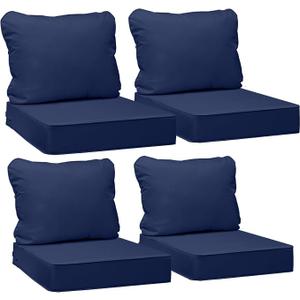 AAAAAcessories Outdoor Deep Seat Cushions, Waterproof, Fade-Resistant Patio Furniture Replacement Cushions, 23.5" x 25.5" x 5" + 23.5" x 19", Set of 4, Navy Blue