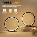 Modern Circle Table Lamp, Dimmable LED Nightstand Lamp with On/Off Switch, 3 Color Temperatures, Minimalist Desk Lamp for Bedroom, Living Room, Office, Home Decor (Black)