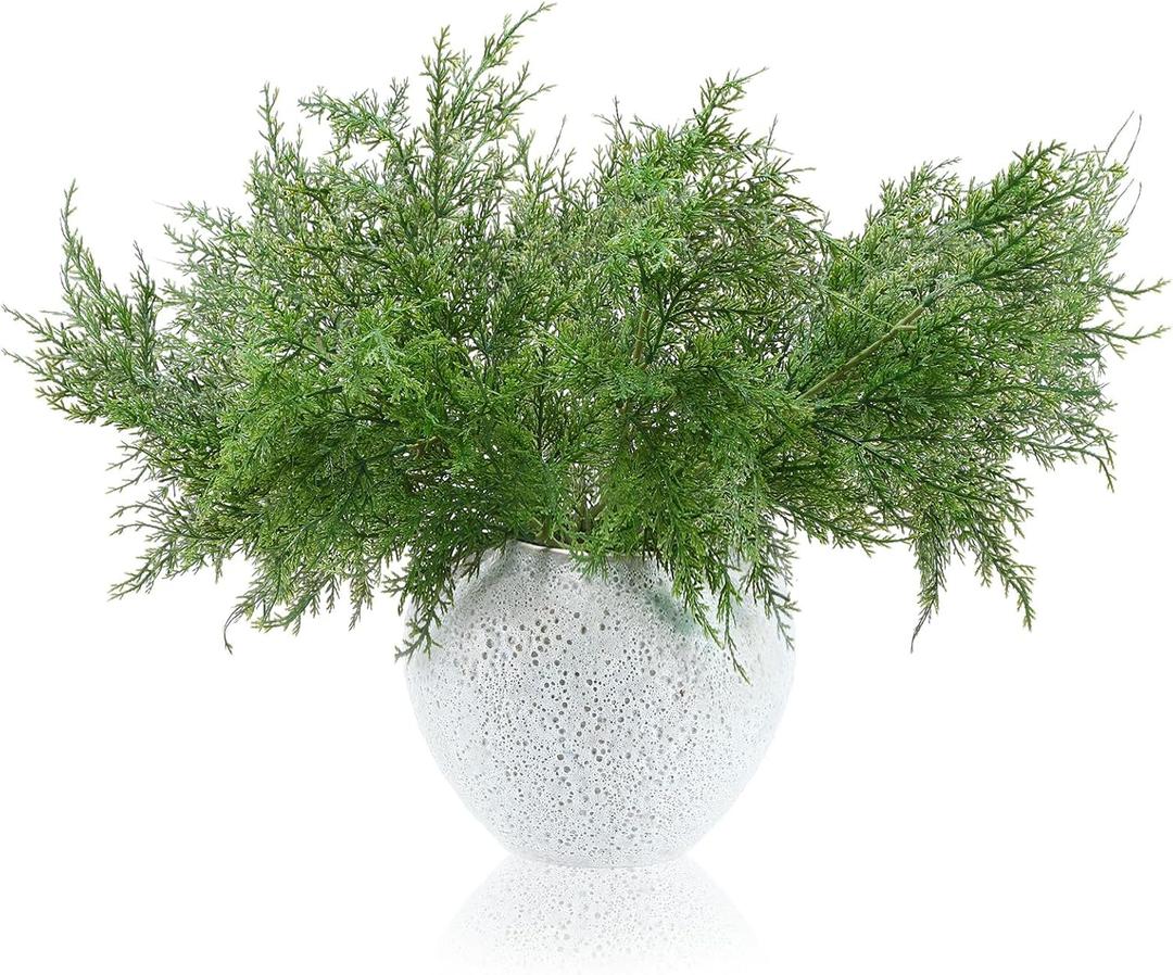Giegxin 12 Pcs Christmas Norfolk Pine Branches Real Touch Artificial Cedar Stems 18.5 inch Faux Pine Branches Fake Pine Pick Christmas Greenery Stems Decoration for Xmas DIY Garland Wreath Home Decor