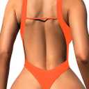 Foxiny Sexy Backless Cheeky High Cut Leg Thong V Neck One Piece Swimsuit,XL