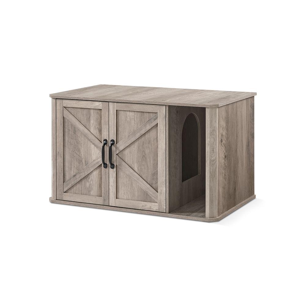Feandrea Modern Cat Litter Box Furniture Hidden with Front Entry, Heather Griege