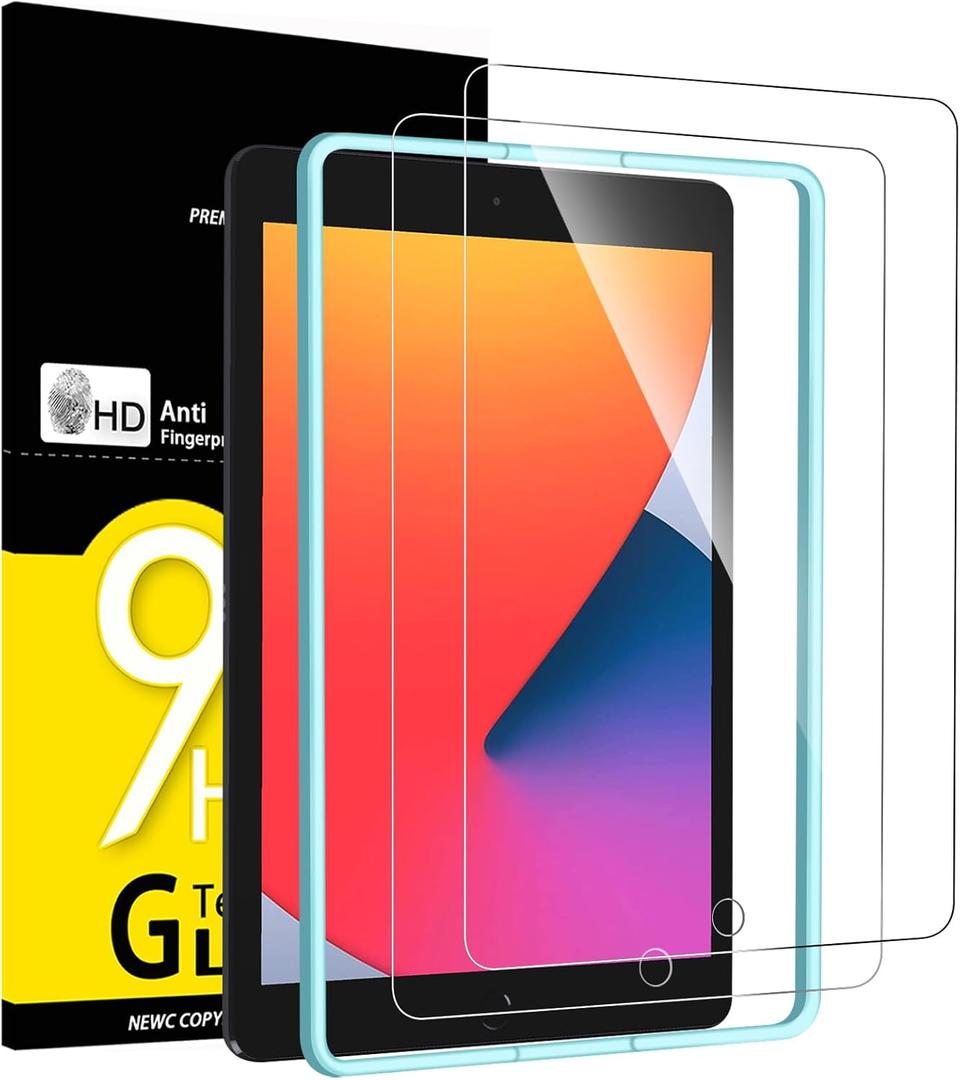 NEW'C 2 Pack Designed for iPad 9(2021)/iPad 8(2020)/iPad 7(2019) 10.2 Inch, 9th/8th/7th Generation, Screen Protector Film - Installation Frame Included (Transparent)