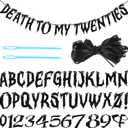 Kosiz 116 Pcs DIY Letter Custom Banner Customizable Banner Kit Including 111 Letters Numbers 3 Rope 2 Threading Device for Fall Thanksgiving Halloween Birthday Home School Classroom Decor(Black)