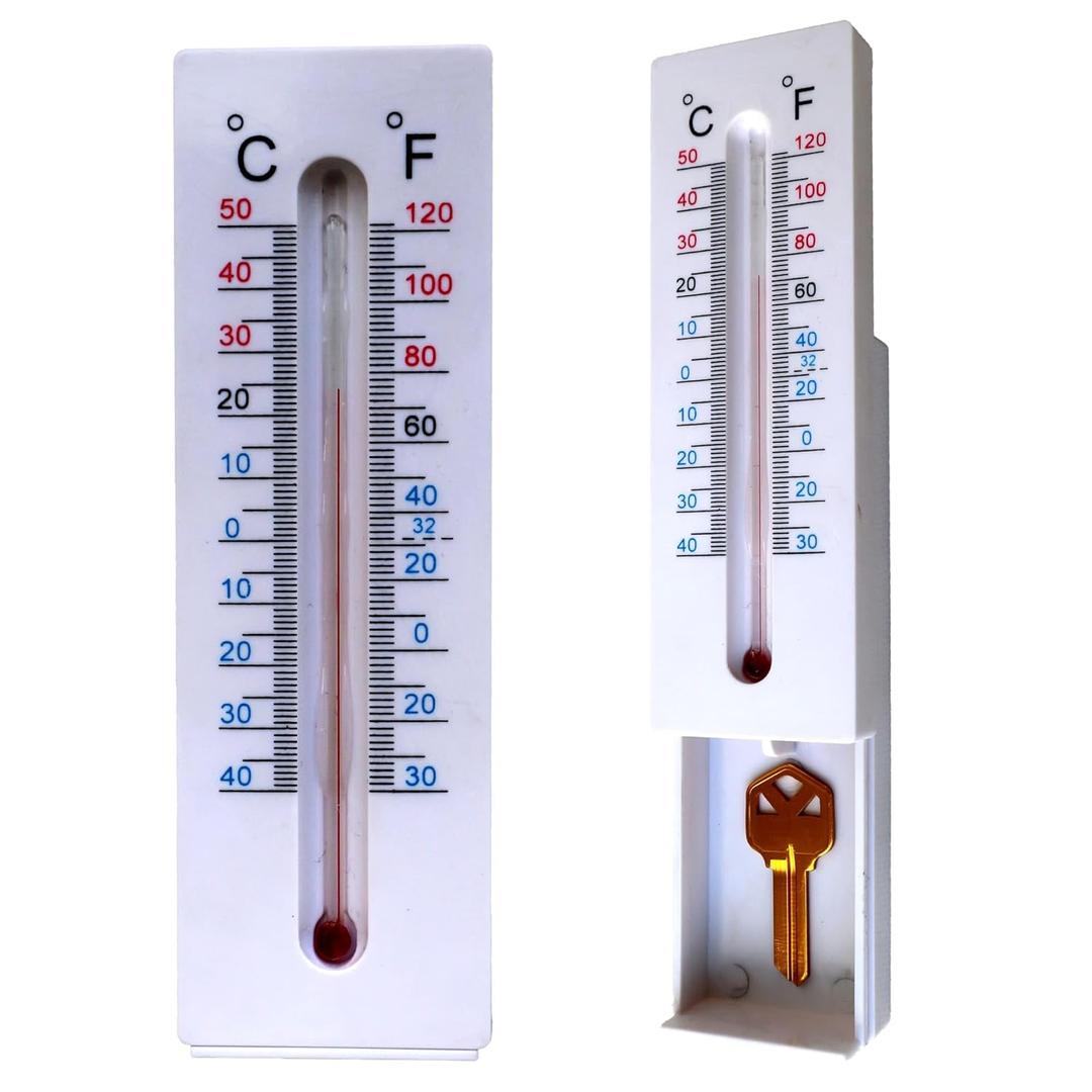 Hide A Key Outdoor Thermometer Decorative Key Hiders Containers Box for House Spare Keys Secret Compartment Items Outside Safe Storage Yard Garden Indoor Large Size Design Geocaching