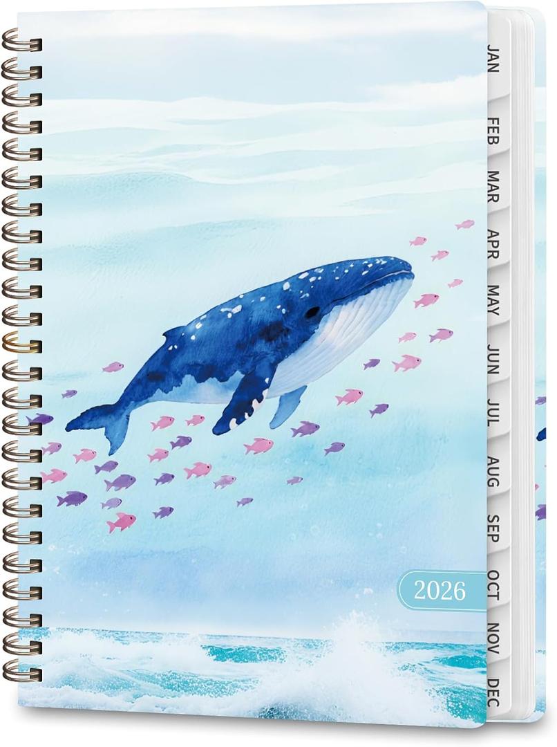 2 x 2026 Planner, Weekly and Monthly Calendar Planner Book, Jan 2026 - Dec 2026, Planning Agenda for Desk Accessories and School Supplies - A5 (6.3'' x 8.5'') (Whale)