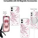 Fiyart Designed for iPhone 16 Plus Case Flowers Design Compatible with MagSafe Wireless Charging,Cute Clear Pink Floral Sakuras Anti-Scratch Phone Cover for Women Girls 6.7"-Transparent