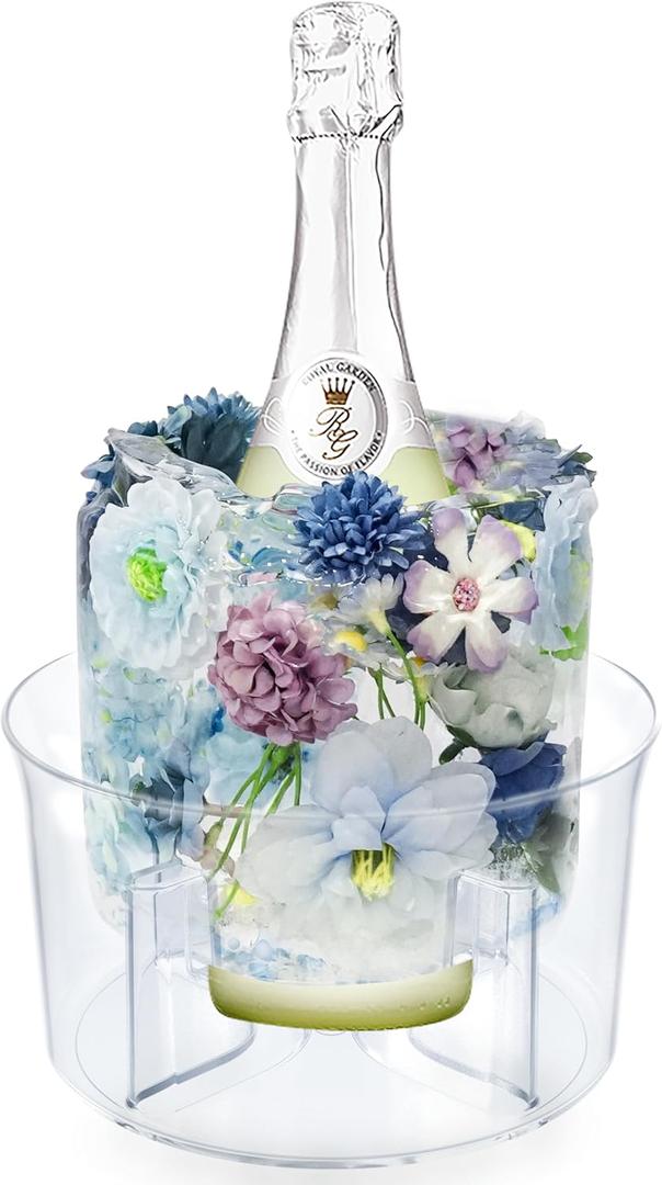 Ice Molds, Ice Bucket, Ice Mold Wine Bottle Chiller, DIY Champagne Cocktails Clear Bucket Freezer Chiller, Any Floral or Fruits Decoration for Party, Wedding and Celebration, Beautiful with Creative