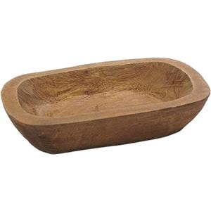 Bowl for Candle Making Hand Carved Wooden 9.8 x 5.9 inch Rustic Decorative for Bread Making Dining Room Home Decoration