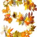 Fall Garland with Lights,6ft Autumn Garland for Mantle Thanksgiving Dinner Fireplace Door Doorway Backdrop Decor (Thin Rattan, 6FT)