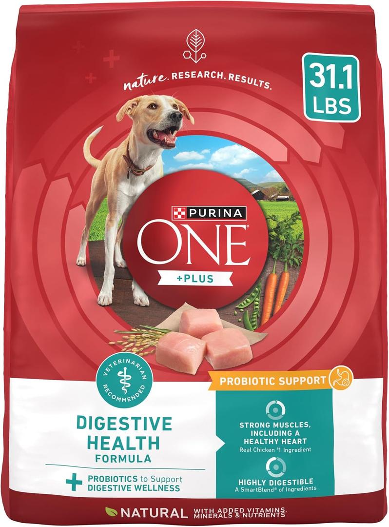 Purina One Plus Digestive Health Formula Dry Dog Food Natural with Added Vitamins, Minerals and Nutrients - 31.1 Lb. Bag (EXP 12/16/27)