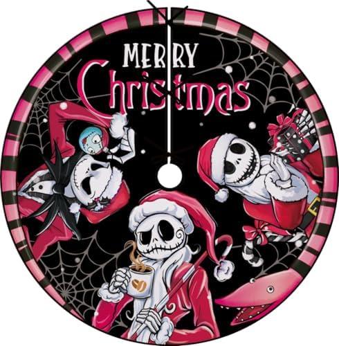 Fzbali Jack Merry Christmas Tree Skirt, 48 Inches Lace-up Snake Black Xmas Tree Skirt, Funny Winter Holiday Party Indoor Decoration Home Decor