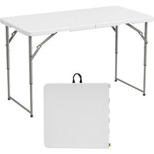 Elevon 4 Feet Heavy Duty Folding Table with Adjustable Height, Fold-in-Half Portable Table for Indoor Outdoor Use - Camping, Picnic, Party, Wedding, Dining, Utility Table