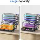 4 Tier Desk Organizer + 3 Tier File Holder + 4 Pen Holders + Drawer, 7 Tier Desk File Organizers, Desk Organizers and Accessories for Office Home School, Black