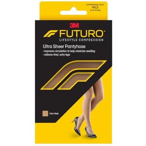 FUTURO Ultra Sheer Pantyhose for Women, Medium Size, Mild Compression (8-15 mm/Hg), Improves Circulation to Minimize Swelling, Relieves Tired & Achy Legs, Reinforced Toe & Heel (71017FCNEN), M