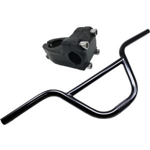 BMX Handlebar with Stem Swallow Shaped High-Carbon Steel 585mm 22.2mm Handle Bar Bicycle Parts Bike Accessories,Black, (WS01-CBBK-B)