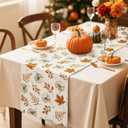 3 x Artscope Pumpkins Maple Leaves Fall Table Runner,Thanksgiving Holiday Kitchen Dining Table Decoration for Fall Home Decor 13x60 Inch - Orange
