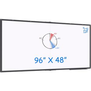 Magnetic Dry Erase Board 96 x 48 inches, Maxtek 4" x 8" Whiteboard for Wall, Large White Board Dry Erase Foldable Wall-Mounted Aluminum Frame Erase Board with Marker Tray for Office Home and School
