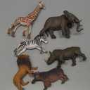 Zippytots 6PCS Safari Animal Figure Toys for Kids 3-5 Realistic Plastic Jungle Animal Figurines African Wildlife Learning Toys for Kids Boys Girls Toddlers