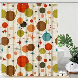Mid Century Modern Shower Curtain Abstract Geometric Art Shower Curtains for Bathroom Waterproof Fabric Bath Curtain Decor with Hooks, 72"W x 72"L