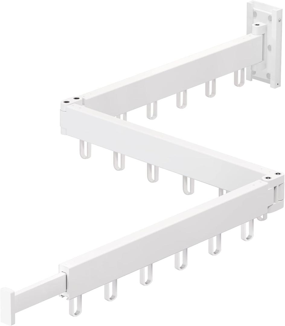 ZdwCyl Clothes Drying Rack Wall Mounted,Drying Rack Clothing,Clothes Hanging Rack,Retractable,Collapsible(Tri-Fold), White Color(Ring)