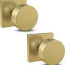 Mega Handles SUANA Dummy Door Knob for Hallway, Closet and Bathroom, Reversible Heavy Duty Design Door Knobs, Fits All Standard Door Sizes, Screws Included - Satin Brass (2 Pack)