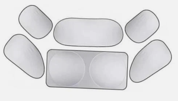 6 PCS Car Window Glass Sunshade Kit, Reflective Heat Insulation & Glare Blocking Shield, Full Coverage Oudoor Privacy Protection Shade, Foldable Sun Visor for Cars Trucks SUVs (Silver)