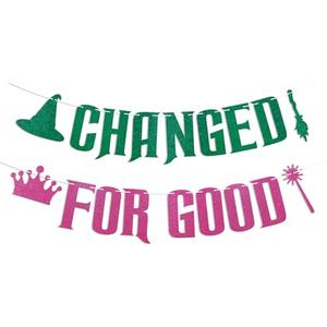 Changed for Good Banner - Good Witch Bad Witch Bachelorette Party Decor, Witch Party Sign, Pink Green Theme Birthday Party Decorations