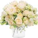 MARTINE MALL 8 Packs Peonies Artificial Flowers, Champagne Artificial Peonies, Silk Peonies Flowers Fake Peonies Artificial Flowers Peonies Bouquet for Centerpiece Table Wedding Party Home Decor