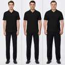 JMIERR Mens Casual Polo Shirt Summer Short Sleeve Vacation Button Beach Knit Stretchy Golf Shirts (Black, XL)