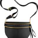 Checkered Crossbody Bags for Women, Large Nylon Bum Bags Plus Size Fanny Pack Sling Bag Belt Bag for Women Travel, Pure Black