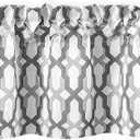 DriftAway Mason Blackout Valances for Windows Thermal Insulated Kitchen Topper Geometric Moroccan Mid Century Pattern Match Thick Bathroom Curtain Valance Rod Pocket 52 Inch by 14 Inch Gray