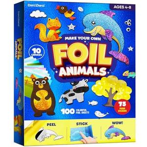 Dan&Darci Foil Art Kit for Kids - Arts and Crafts for Kid Ages 4-8, 4-6, 5-7, 5-8, 6-8 - 5 Year Old Girl Gifts - Fun Kits Projects Activities - Girls Birthday Gift - Craft Age 4 5 6 7 8 Years