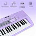 61 Key Electronic Keyboard Piano with Lighted Up Keys, Musical Mini Keyboard Piano with keyboard stand, Digital Portable Synthesizer Keyboards for Beginners Kids Adults (Purple)