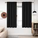 Deconovo Blackout Curtains, Thermal Insulated Rod Pocket Window Drapes, Noise Reducing, Oeko-TEX Certified, Room Darkening Curtains for Bedroom/Living Room, 2 Panels, Black, 42W x 63L