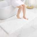 White Bathroom Rugs 24x48 Non Slip Fluffy Bath Mat for Bathroom Floor Washable Plush Luxury Bath Rug for Tub Soft Shaggy Absorbent Shower Sink Mat