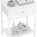 SONGMICS Nightstand, Small Side Table, Narrow End Table with Fabric Drawer, 1 Drawer-1Pc