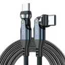 Swivel USB-C Charging Cable  240W 3ft USB-C Cable Fast Charging  Heavy-Duty Nylon Swivel Charger Cord with 180-Degree Rotating Head  Right Angle Charger for Games, Car, Data Transfer