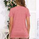 Womens Side Split Casual Summer Tops Short Sleeve T-Shirts (Red, M)