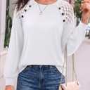 siliteelon Lace Long Sleeve Tops Dress Shirt Womens Crew Neck Loose Dressy Blouse Business Casual Work Summer 2026 White (L)