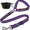 2 Piece Set Dog Seat Belt - Retractable Car Seatbelts, Adjustable Pet Restraint for Vehicle Headrest, Heavy Duty, Elastic & Durable Harness (Purple)