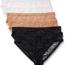 Amazon Essentials Women's Stretch All Over Lace Knickers, Boyshort, Cheeky & Thong Styles, Pack of 6 (L)