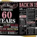 4 x YiKaLus Big 60th Birthday Card for Women, Vintage 60 Year Old Gifts for Mom Dad, Rose Gold Back in 1966 Bday Decorations