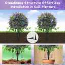 28" Artificial Boxwood Topiary Ball with Lavender, UV Resistant Topiary Tree Faux Boxwood Ball Shaped Porch Bushes with Ground Spike Artificial Bushes for Outdoors Front Door Decor Home Garden
