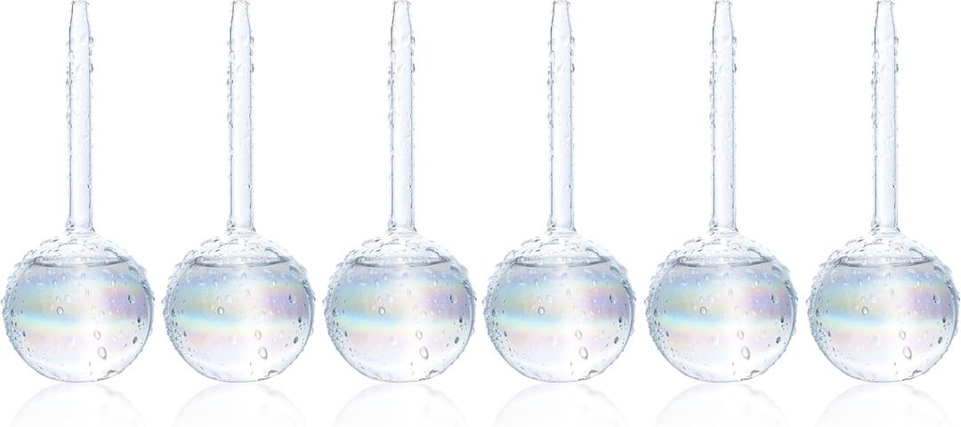 Clear Plant Watering Globes Set of 6 - Small Self Watering Globes for Indoor & Outdoor Plants - Automatic, Glass Watering Bulbs for Daily Use, Plant Watering Devices
